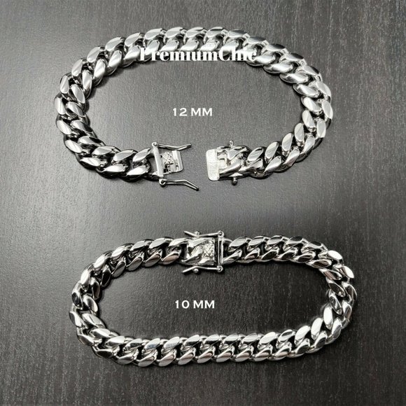 Men's Miami Cuban Link Chain Silver Bracelet - Picture 4 of 6